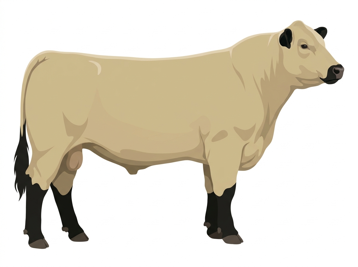 Cream with black points Angus Cross Bull