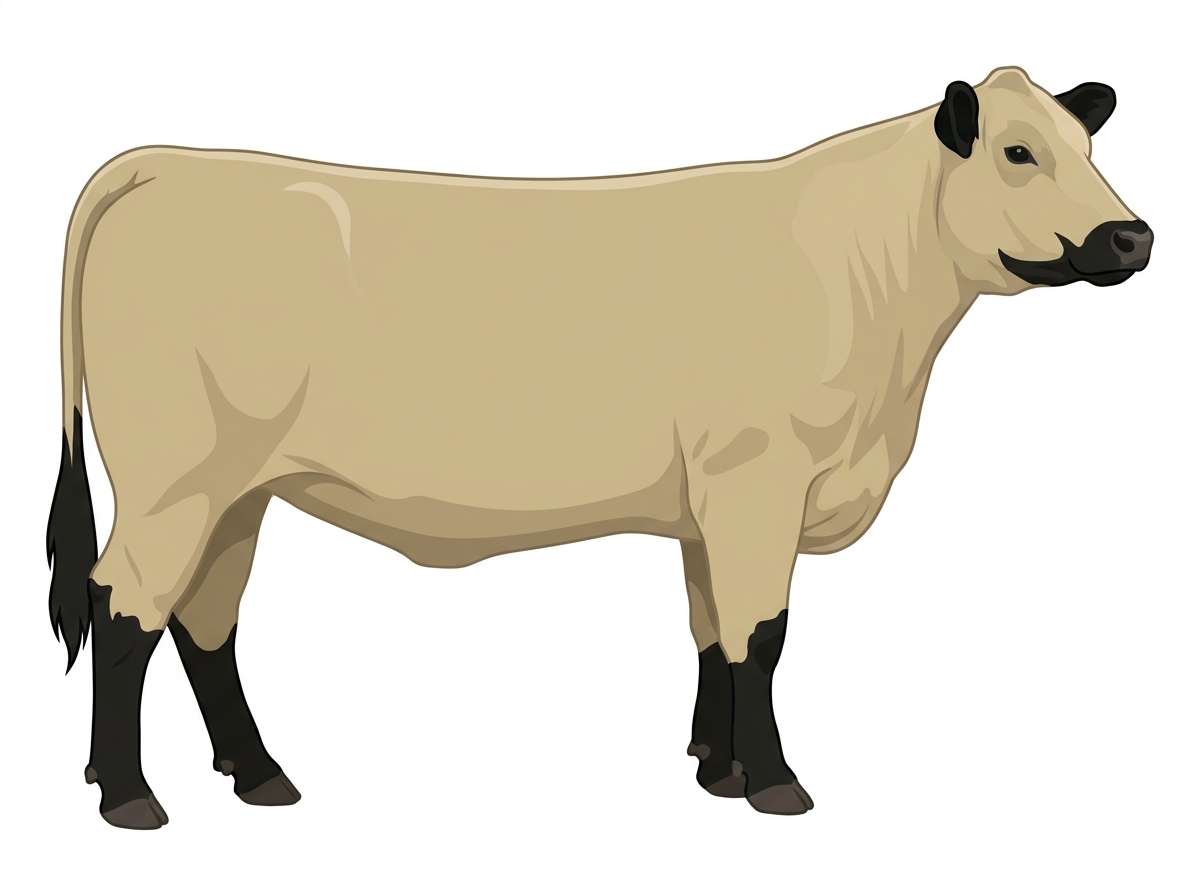 Cream with black points Angus Cross Cow