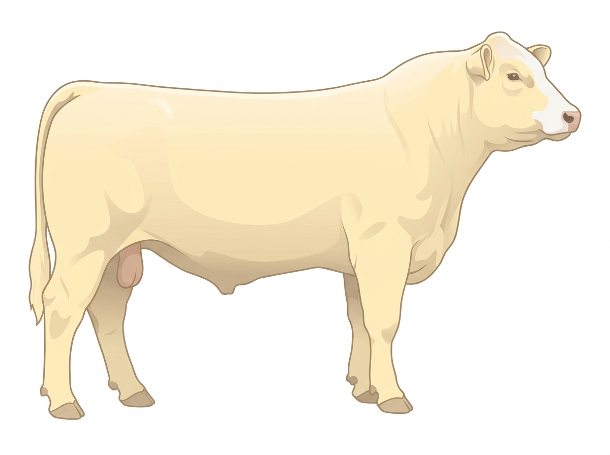 Cream with minimal white face markings Angus Cross Bull