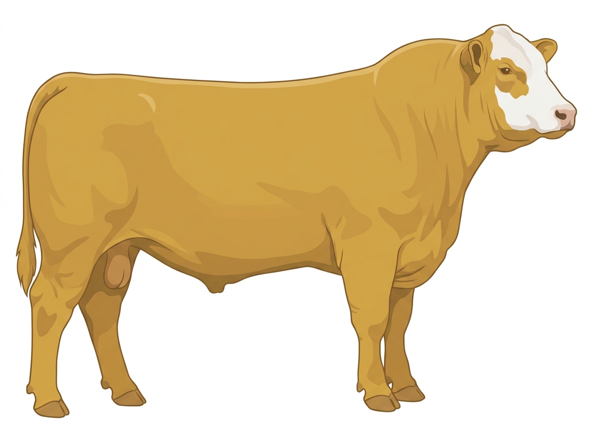 Gold with a partial white face Angus Cross Bull