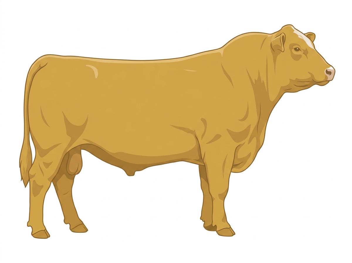 Gold with minimal white face markings Angus Cross Bull