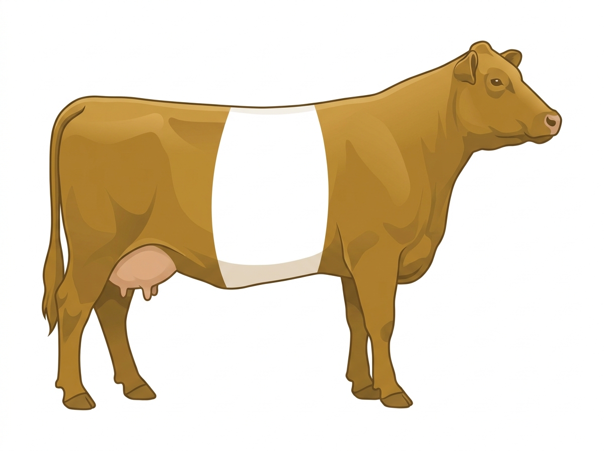 Gold with white belt Angus Cross Cow