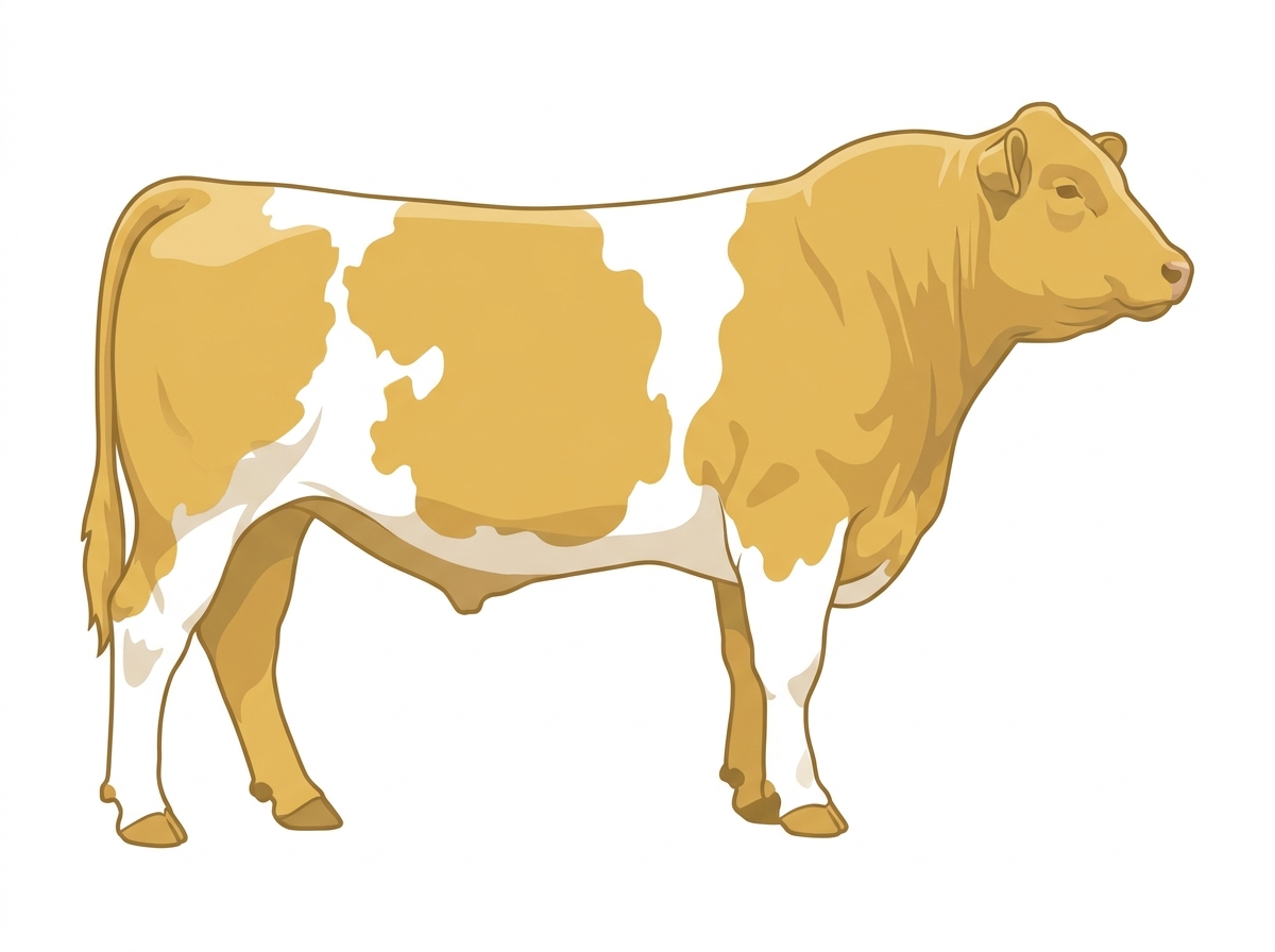 Gold with white spots Angus Cross Bull