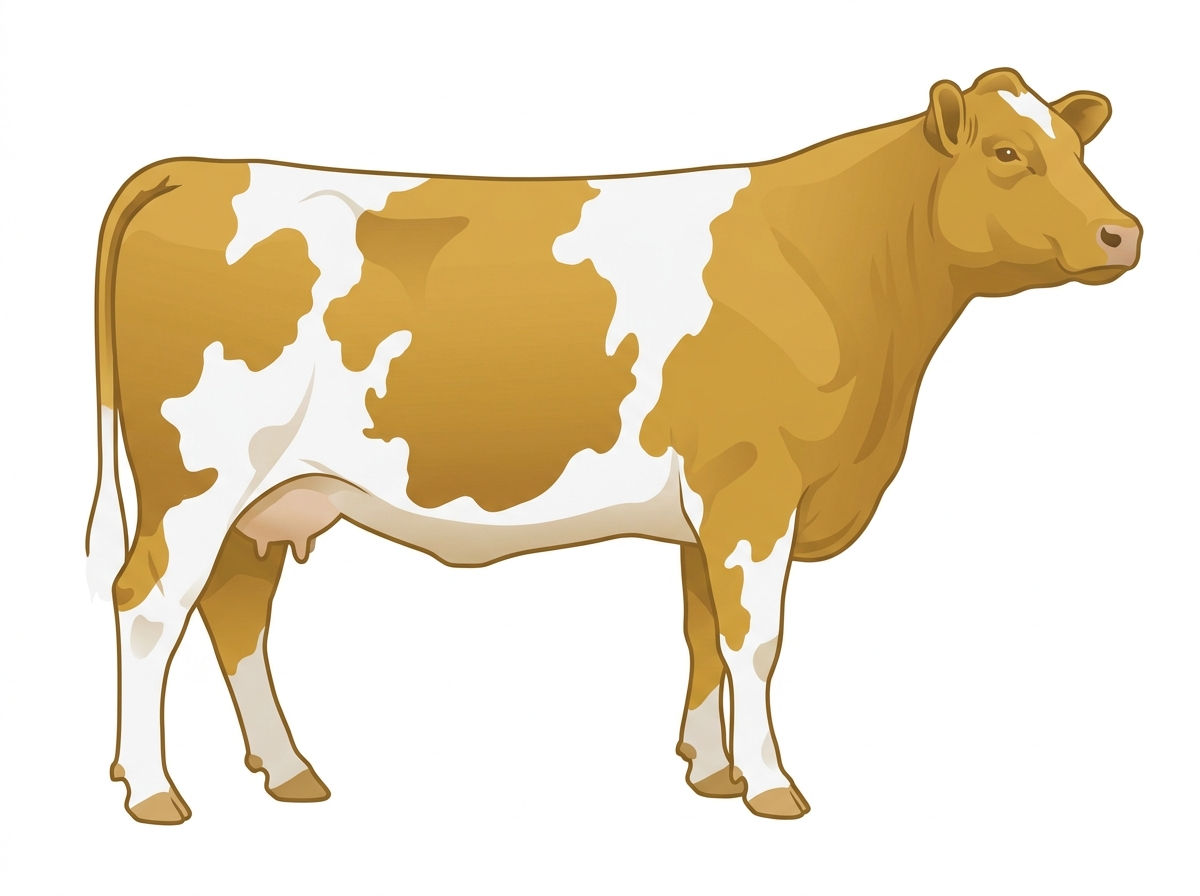 Gold with white spots Angus Cross Cow