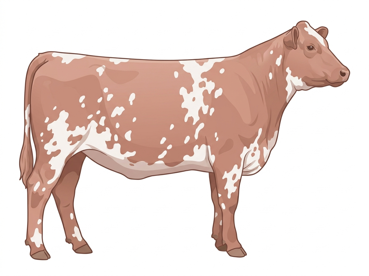 Heavy red roan with white spots Angus Cross Heifer
