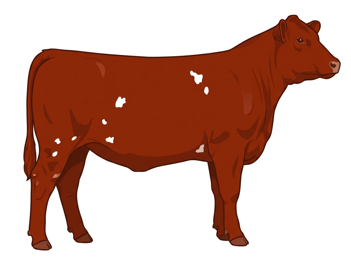 Red with a few white spots Angus Cross Heifer