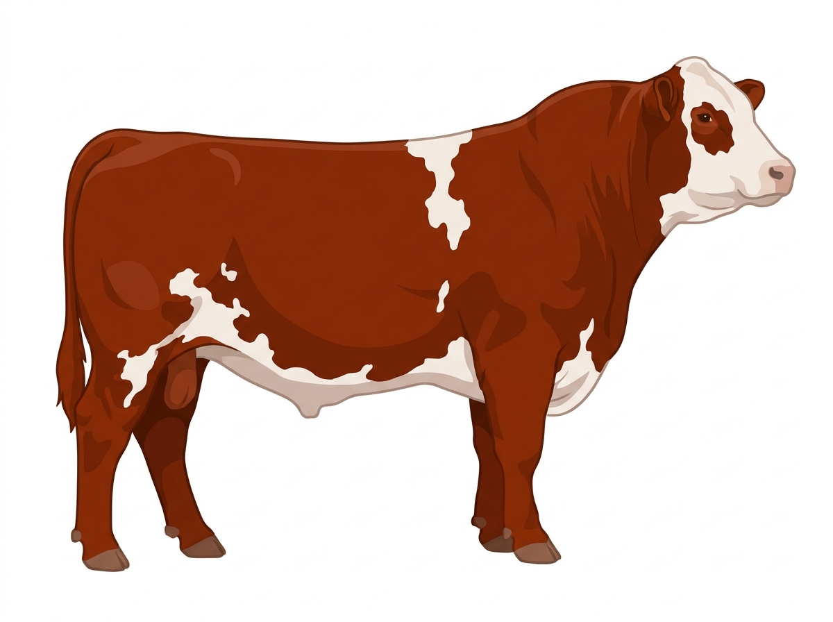 Red with a partial white face and white spots Angus Cross Bull