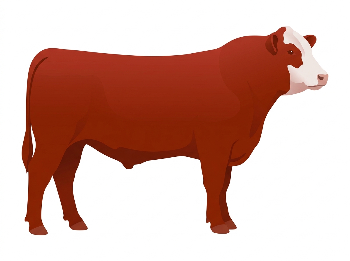 Red with a partial white face Angus Cross Bull