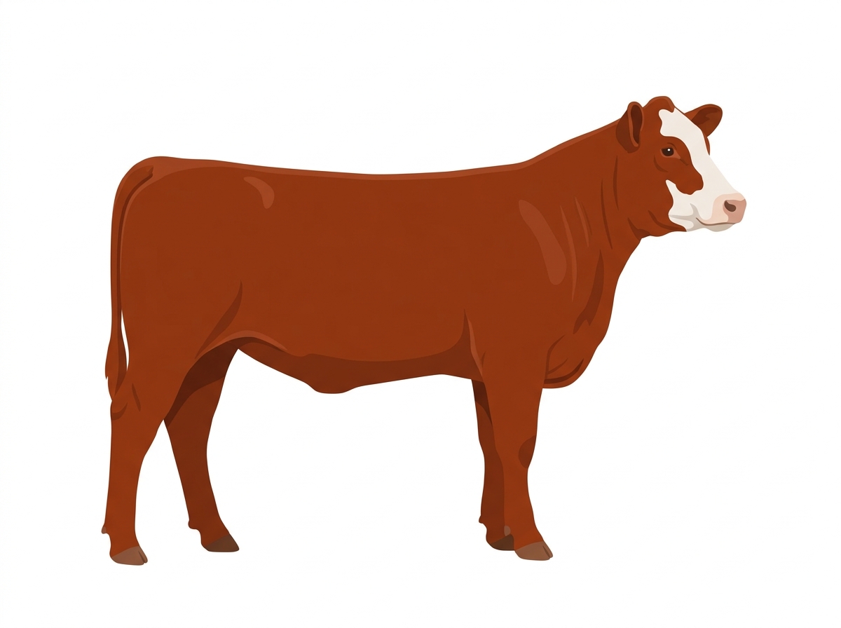Red with a partial white face Angus Cross Heifer