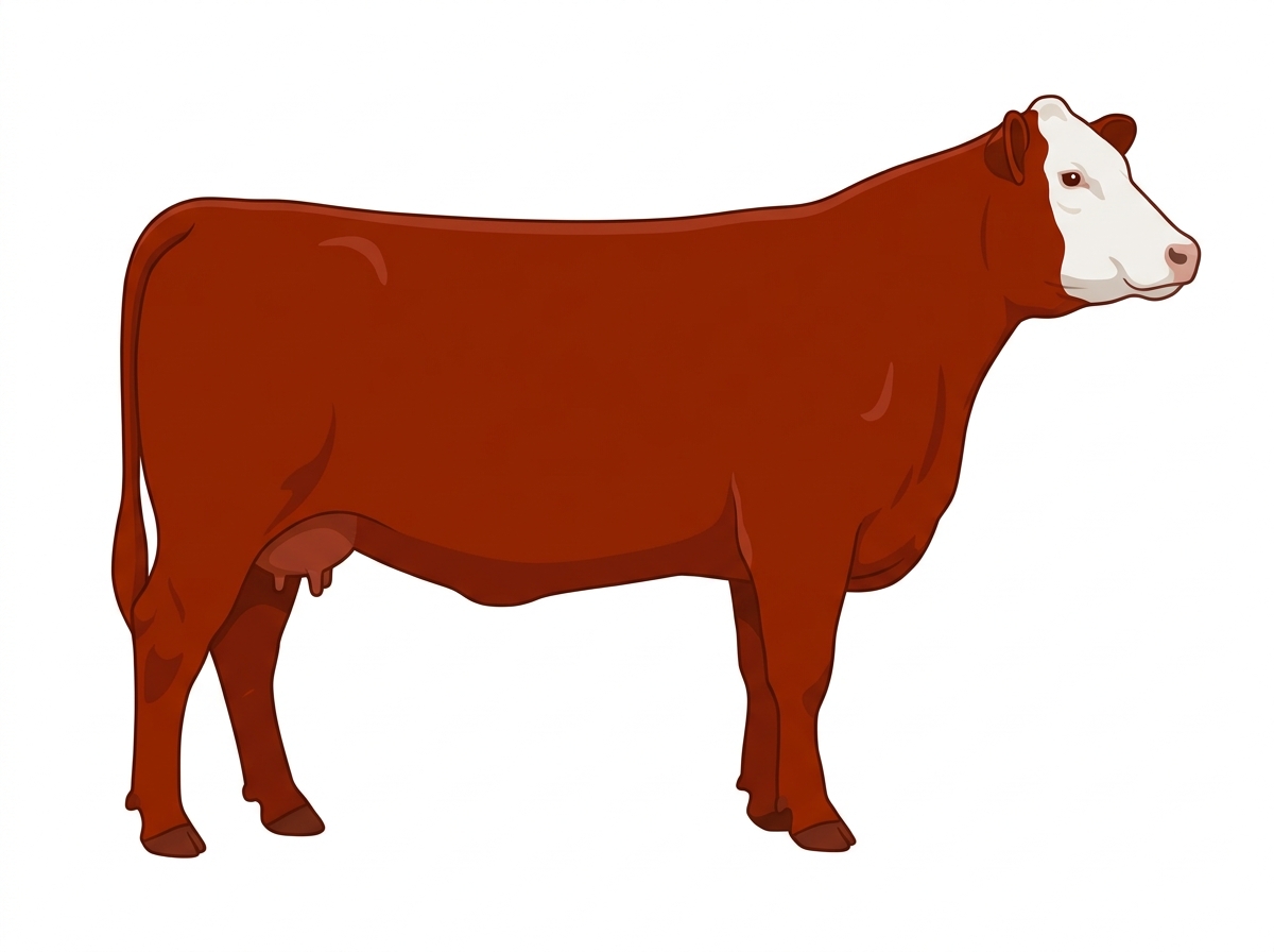 Red with a white face Angus Cross Cow