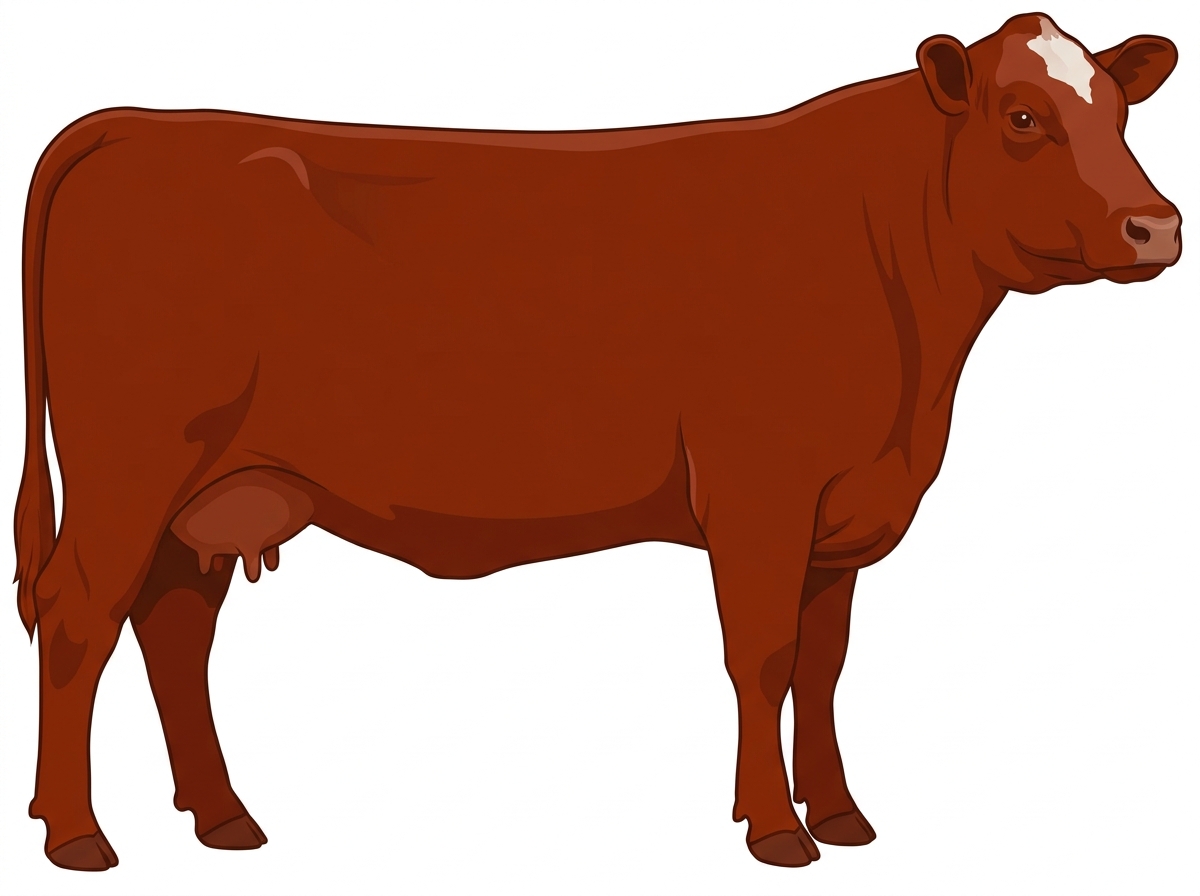 Red with minimal white face markings Angus Cross Cow