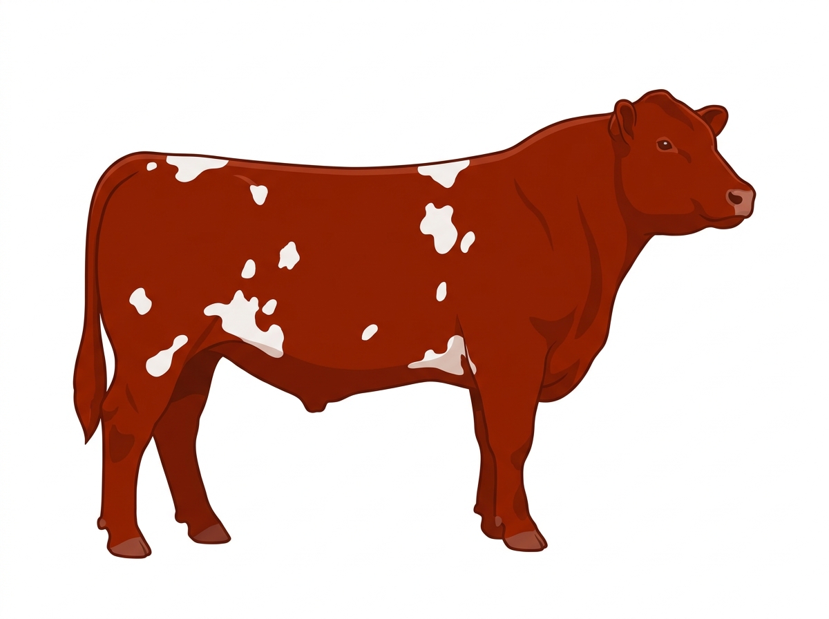 Red with white spots Angus Cross Bull