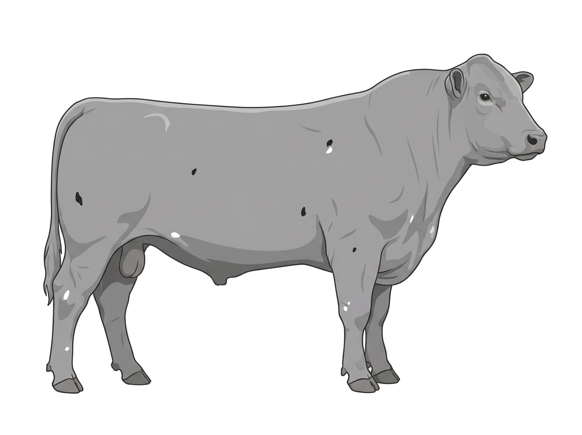 Silver Gray with minimal spotting Angus Cross Bull