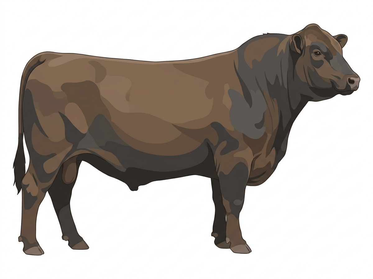 Smoky brindle with faint black striping Angus Cross Bull