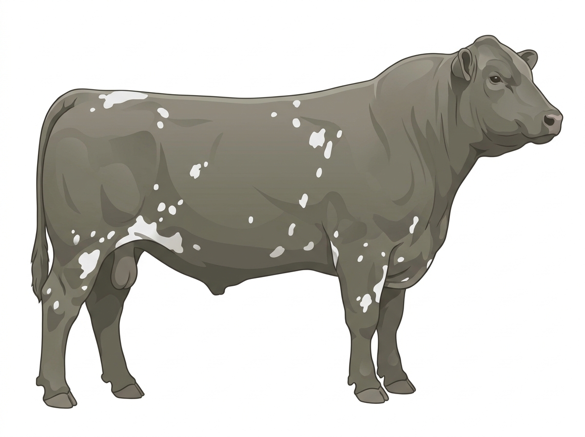 Smoky with white spots Angus Cross Bull