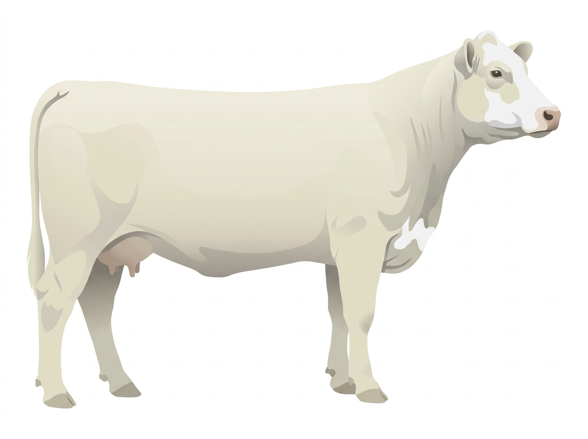 White with minimal white face markings Angus Cross Cow