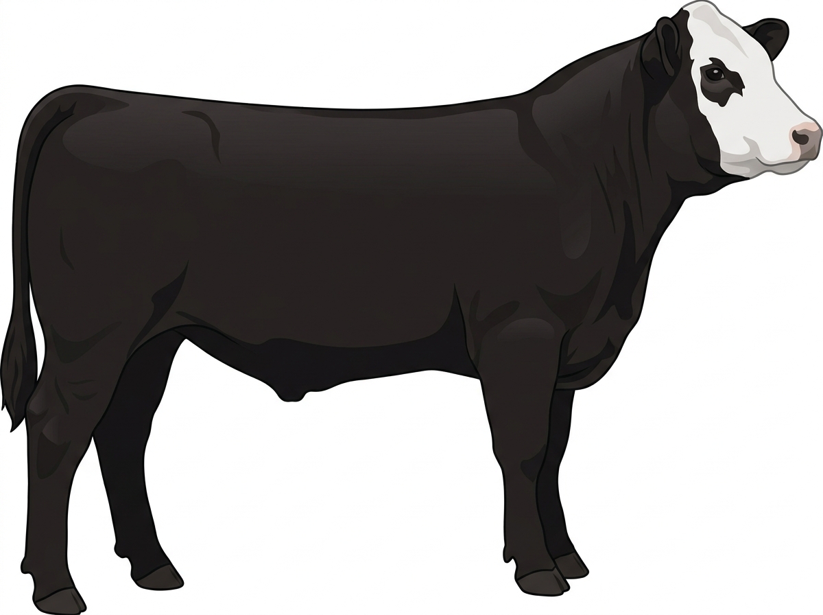 Black with white face Angus x Hereford Cross Steer