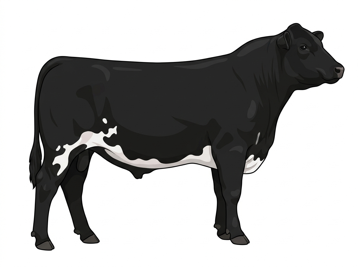 Black with minimal spotting Angus x Maine-Anjou Cross Bull