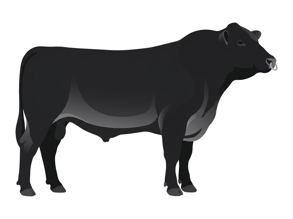 Black with a pale muzzle ring and lighter underline Balancer Bull
