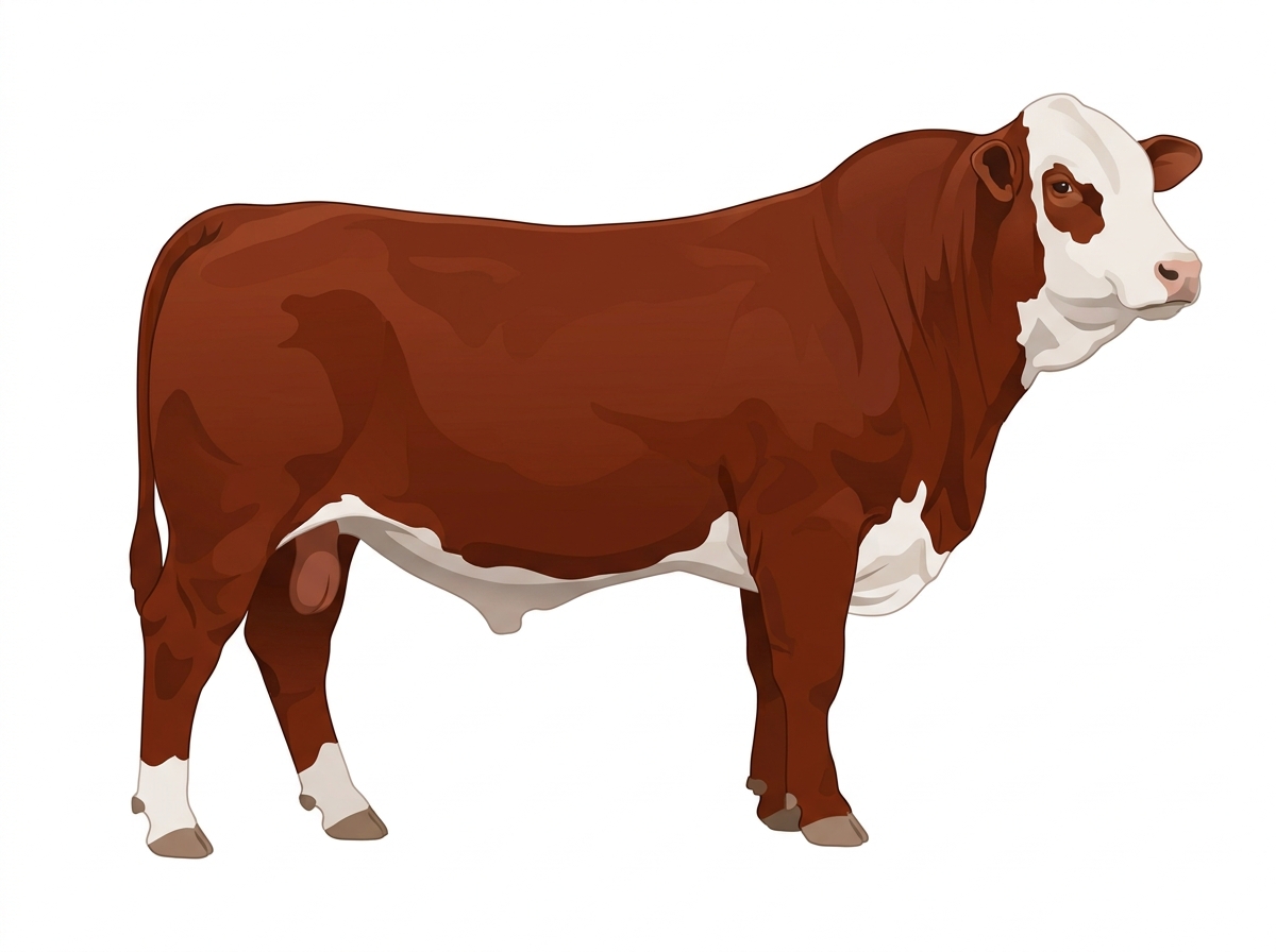 Red brindle with white face Beefmaster Bull
