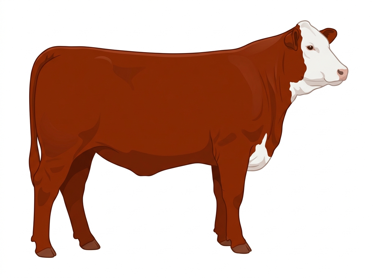 Red with a white face Beefmaster Heifer