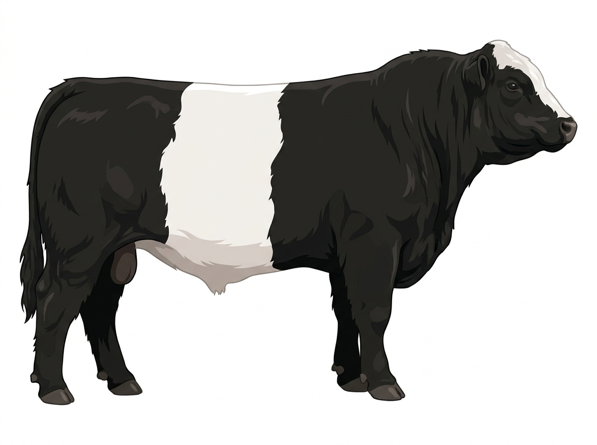 Black with a partial white face Belted Galloway Cross Bull