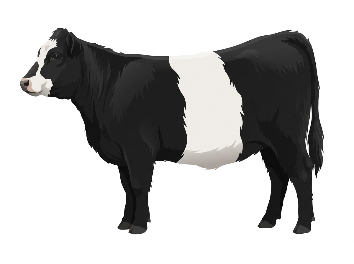 Black with partial white face Belted Galloway Cross Heifer