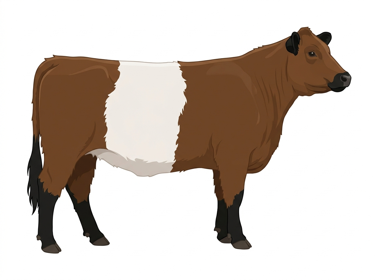 Brown with black points Belted Galloway Cross Cow