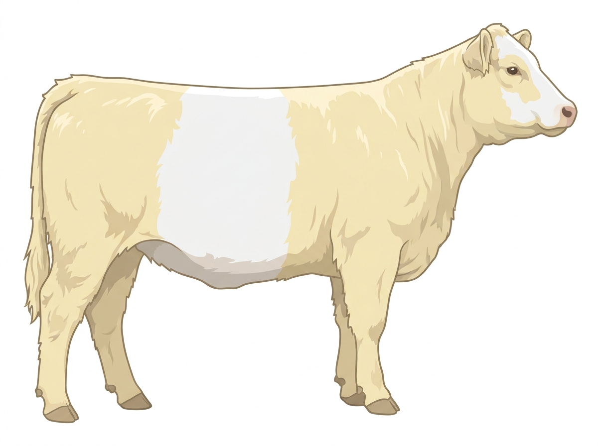 Cream with a partial white face Belted Galloway Cross Heifer