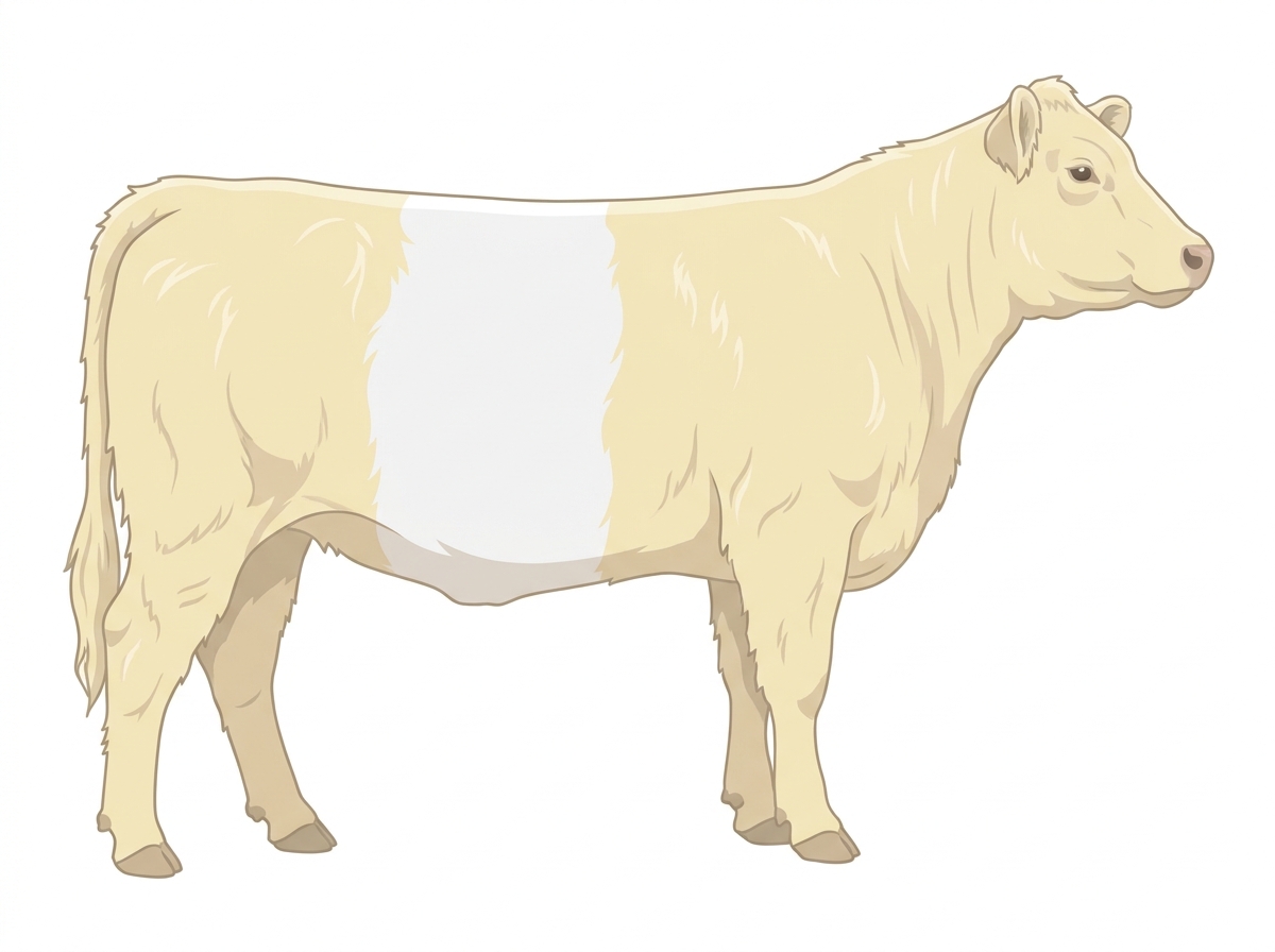 Cream with a white belt around the midsection Belted Galloway Cross Heifer