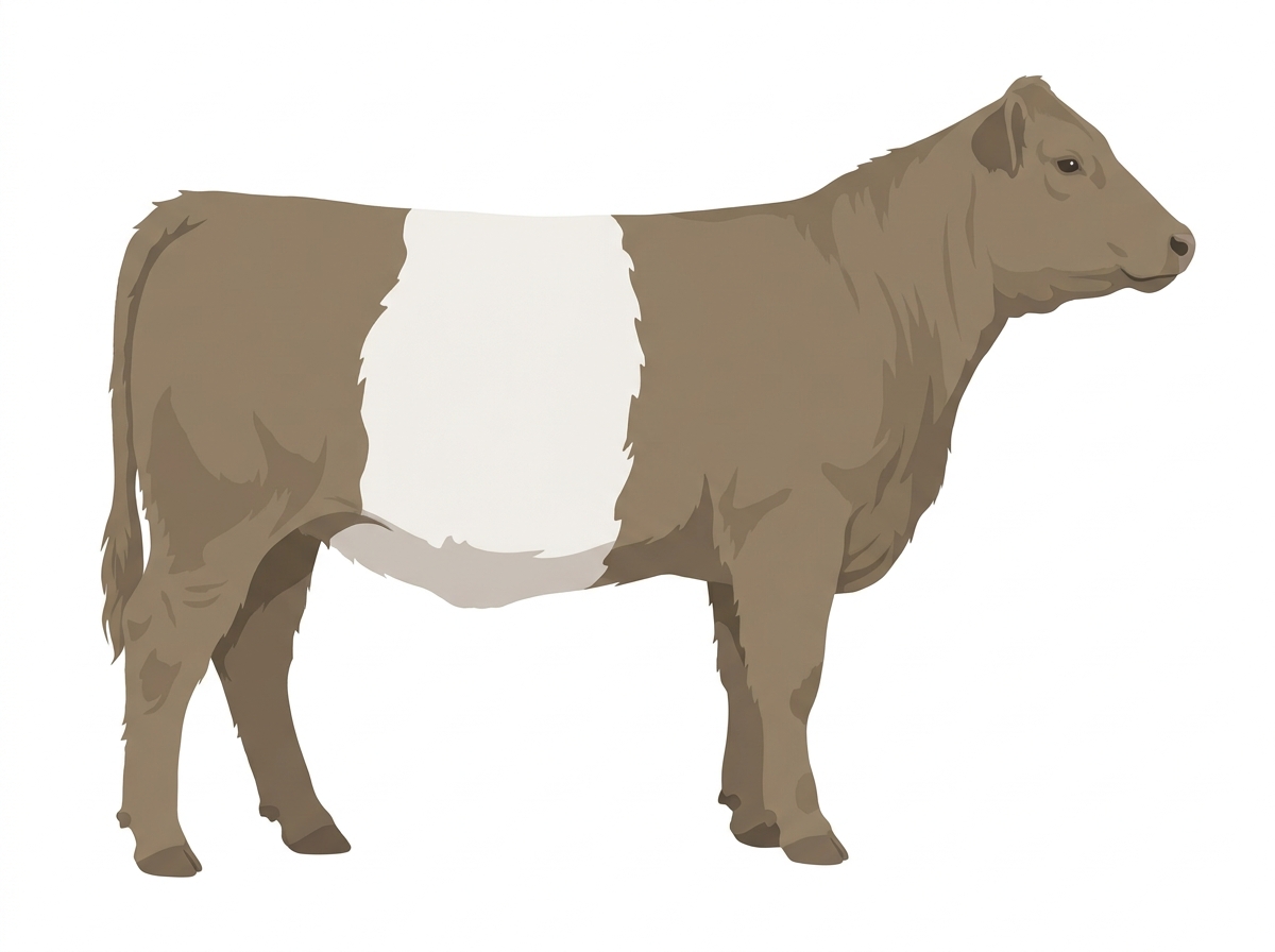 Dun with a white belt around the midsection Belted Galloway Cross Heifer