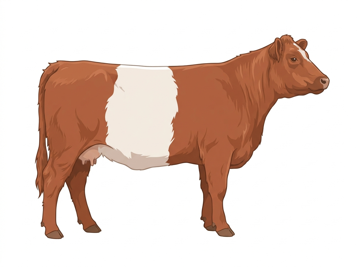 Light red roan with minimal white face markings Belted Galloway Cross Cow