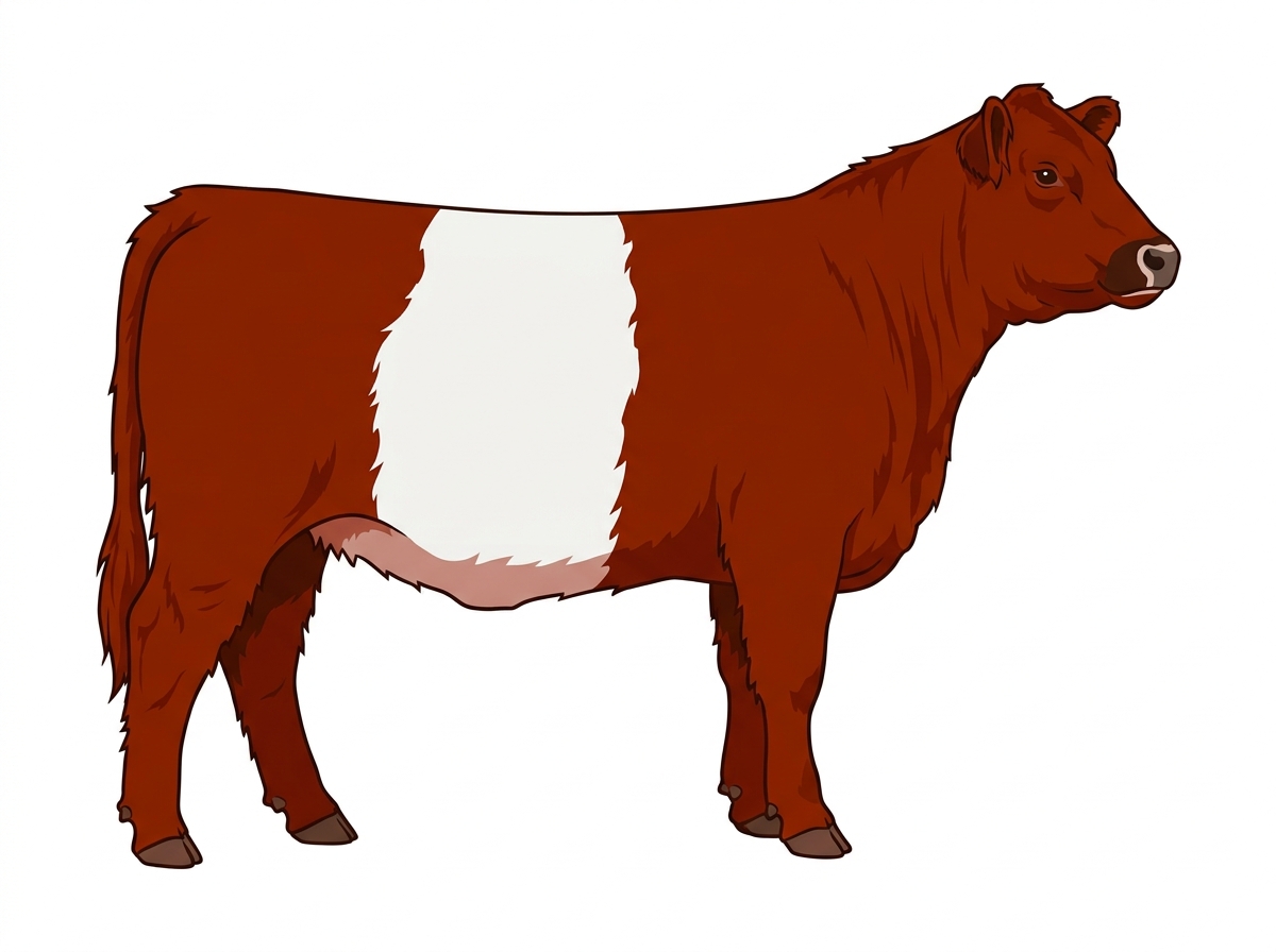 Red with a pale muzzle ring and lighter underline Belted Galloway Cross Heifer