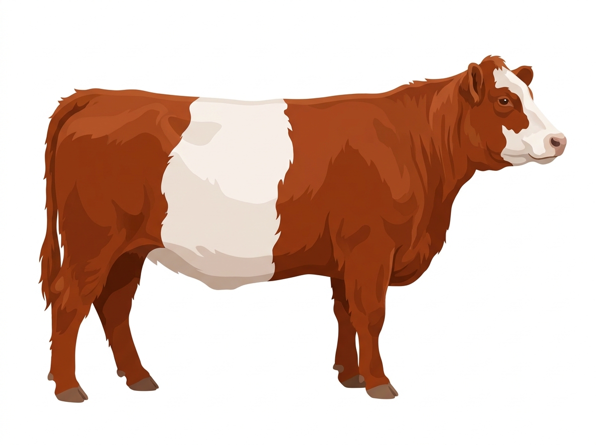 Red with a partial white face Belted Galloway Cross Cow