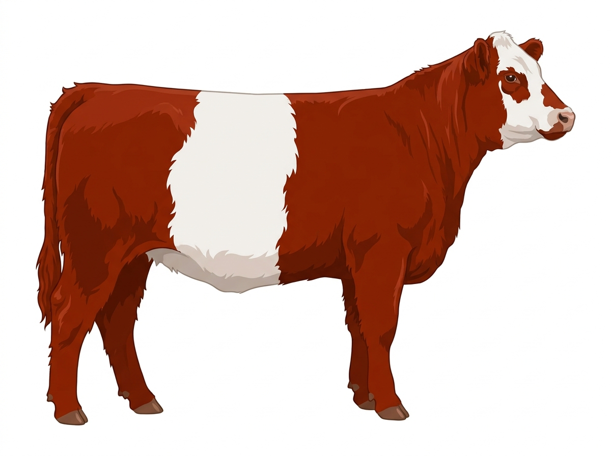 Red with a partial white face Belted Galloway Cross Heifer