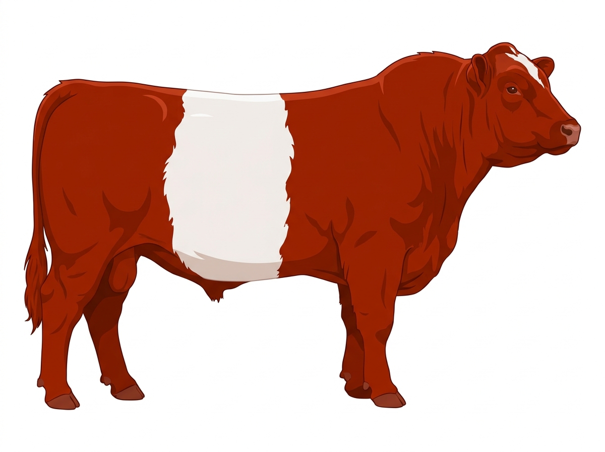 Red with minimal white face markings Belted Galloway Cross Bull