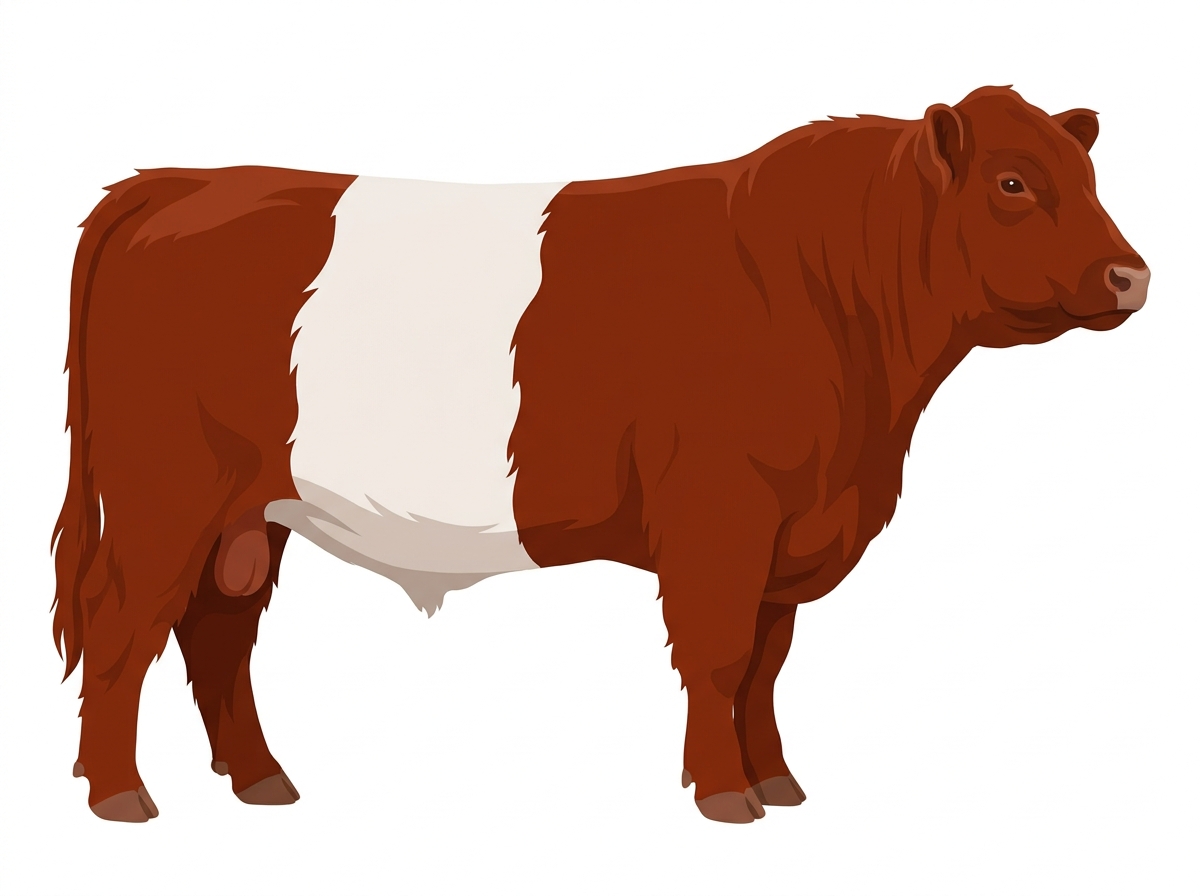 Red with minimal white markings Belted Galloway Cross Bull