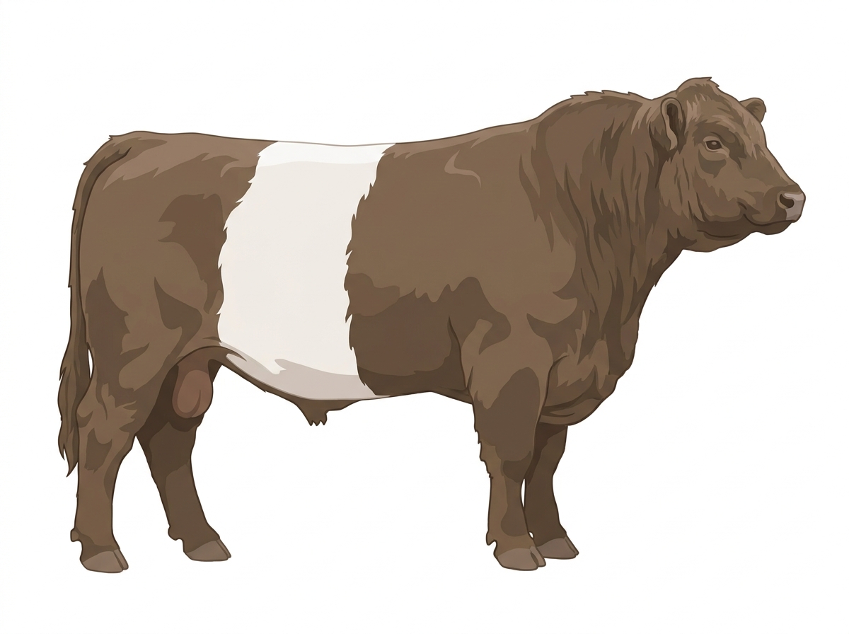 Smoky with a white belt around the midsection Belted Galloway Cross Bull