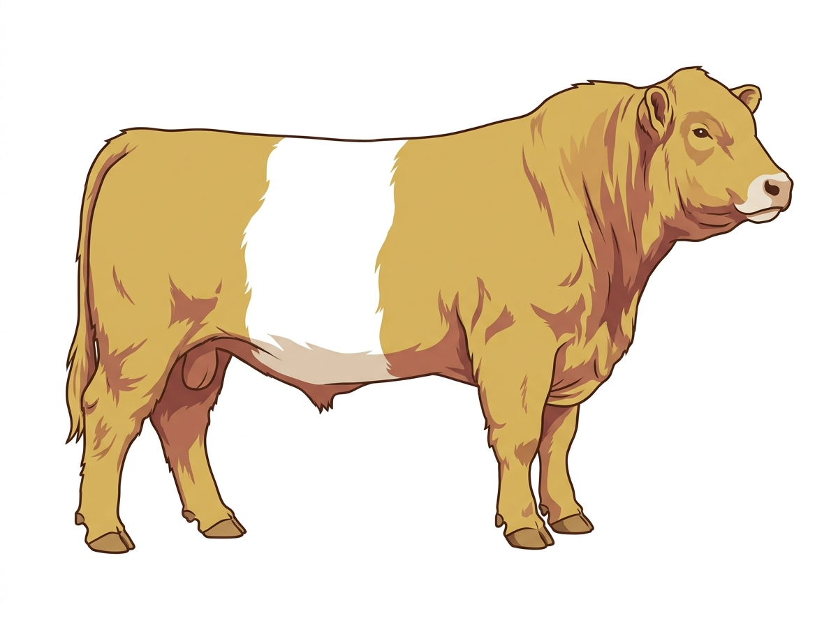 Yellow Dun with a pale muzzle ring and lighter underline Belted Galloway Cross Bull