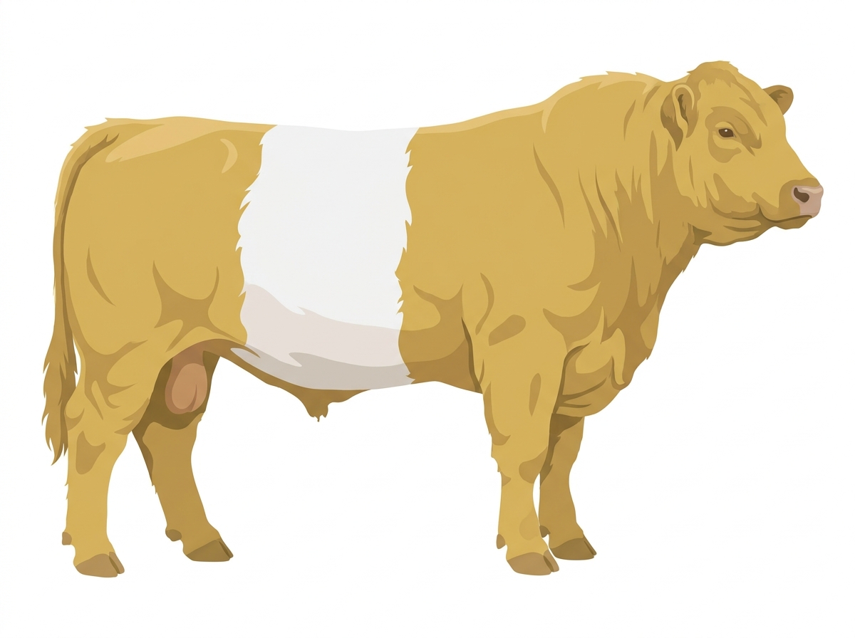 Yellow Dun with a white belt around the midsection Belted Galloway Cross Bull