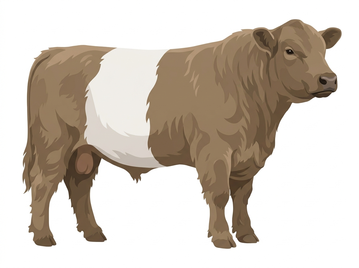 Dun with a white belt around the midsection Belted Galloway Bull