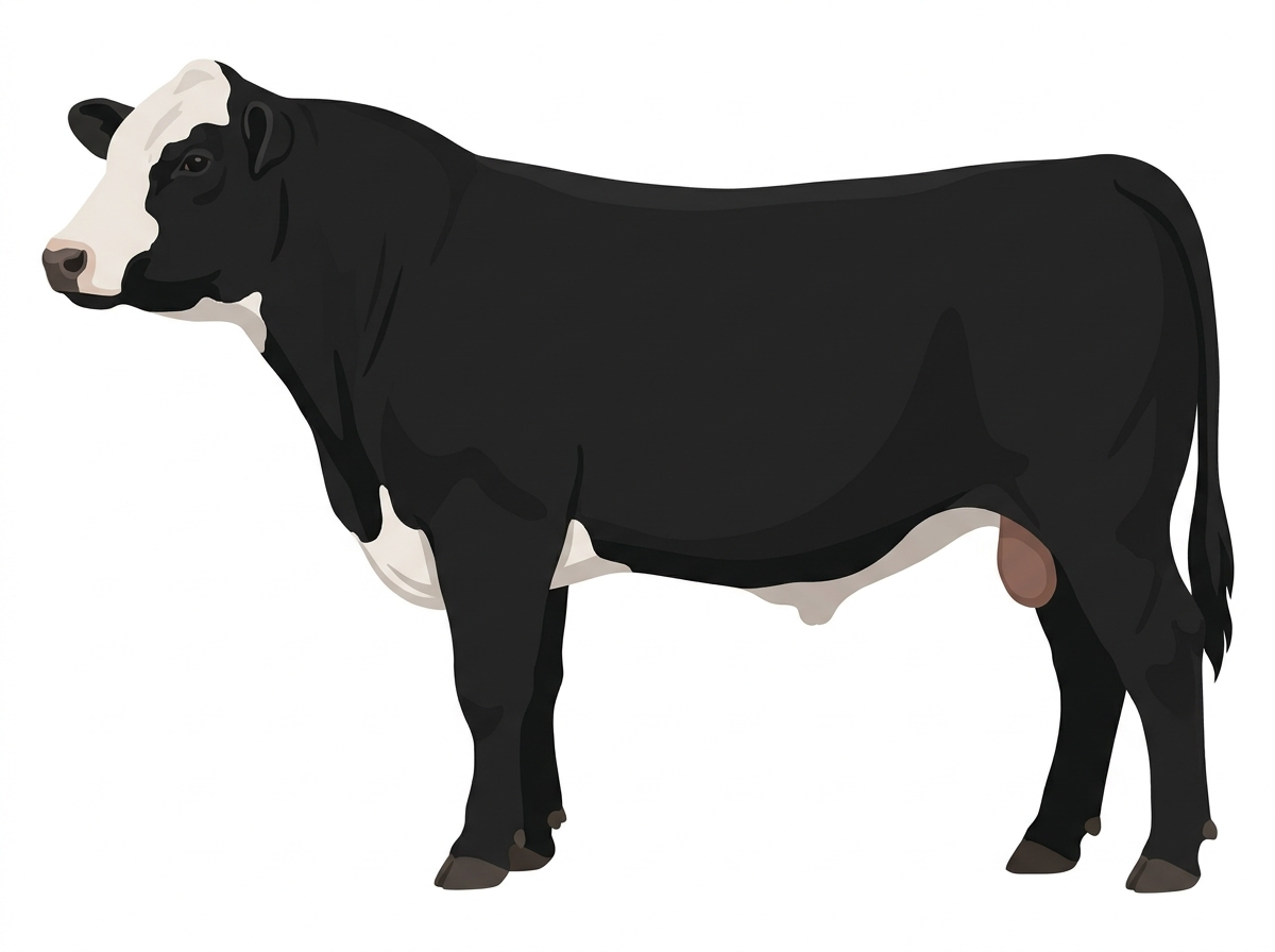 Black with a partial white face Black Baldy Bull