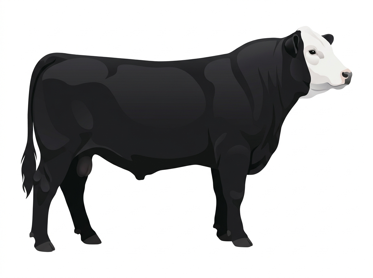 Black with a white face Black Baldy Bull
