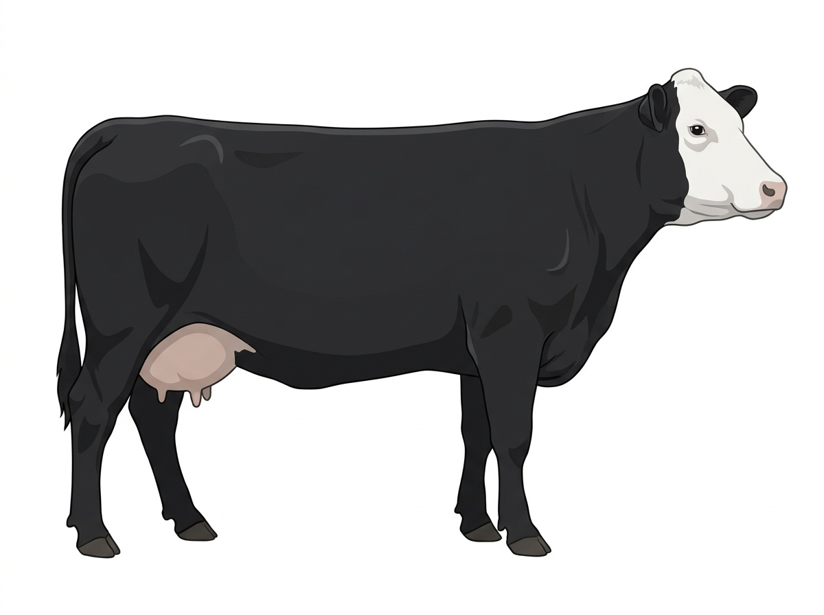 Black with a white face Black Baldy Cow