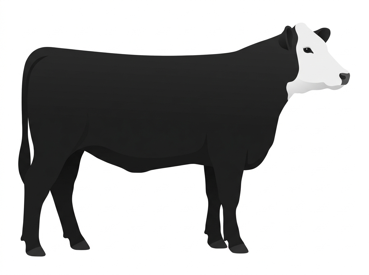 Black with a white face Black Baldy Heifer