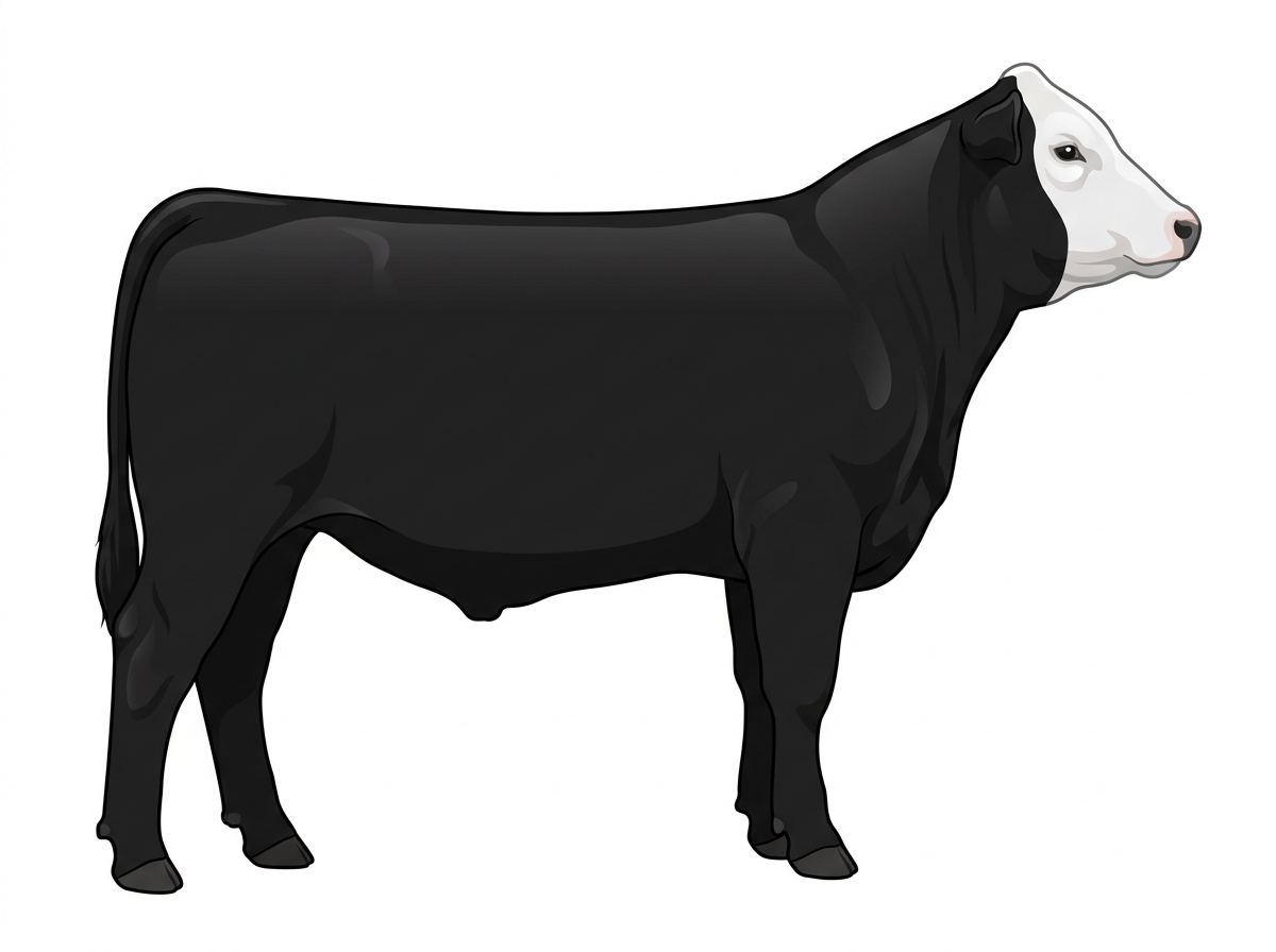Black with a white face Black Baldy Steer