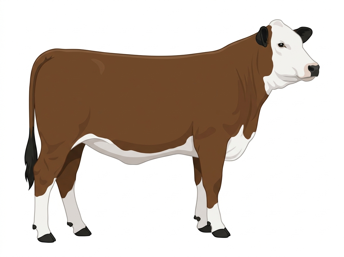 Brown with black points and a white face Braford Heifer