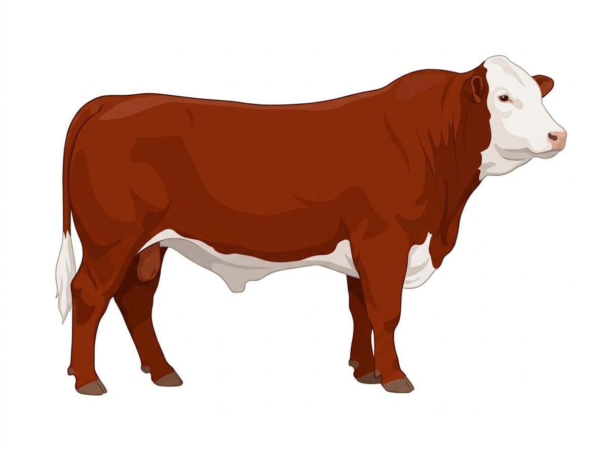 Red with a white face Braford Bull