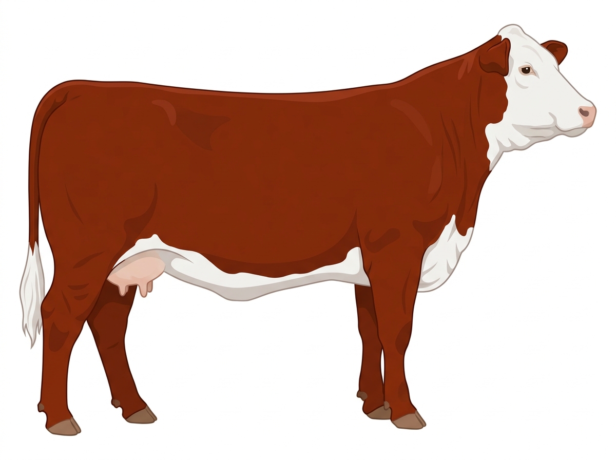 Red with a white face Braford Cow