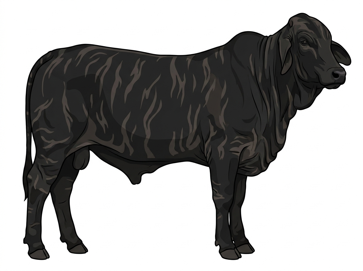Black brindle Brahman Cross Bull